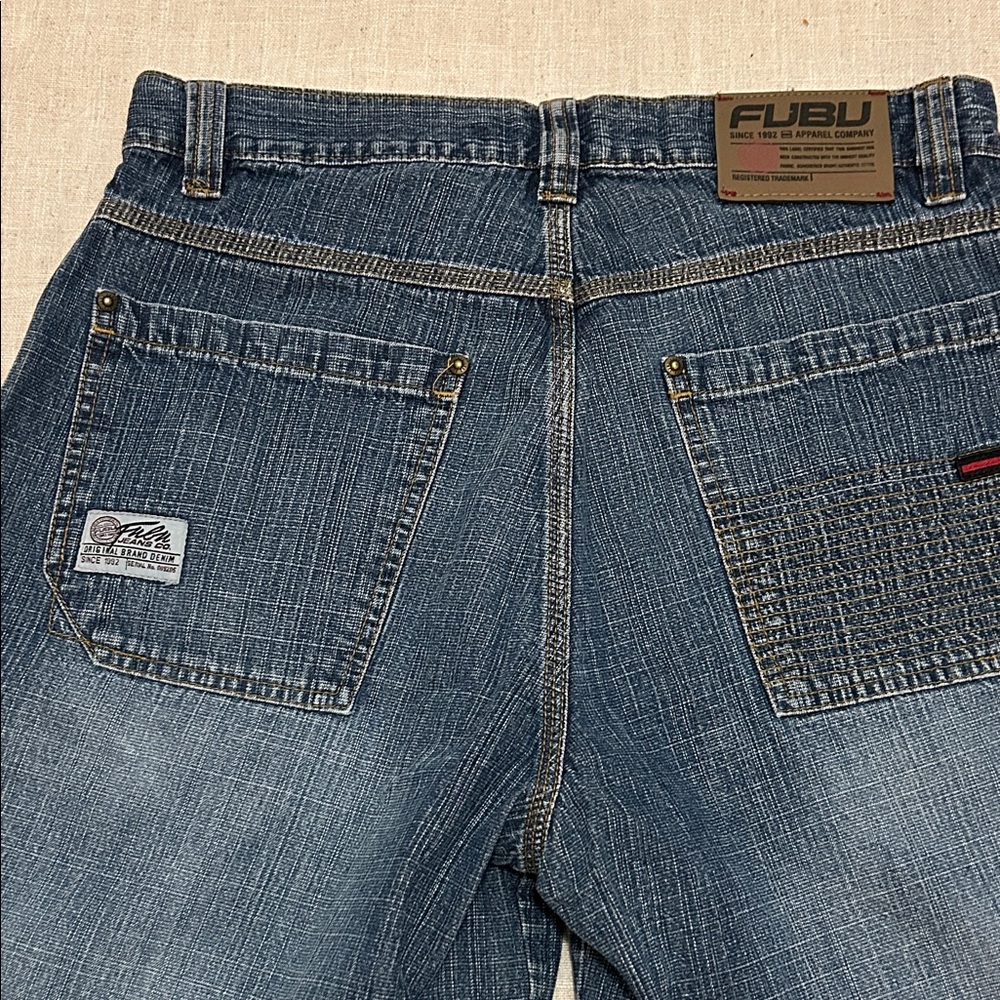 FUBU The Collection Shorts Men's 32 Blue Jeans Y2K Retro Distressed - Picture 12 of 15